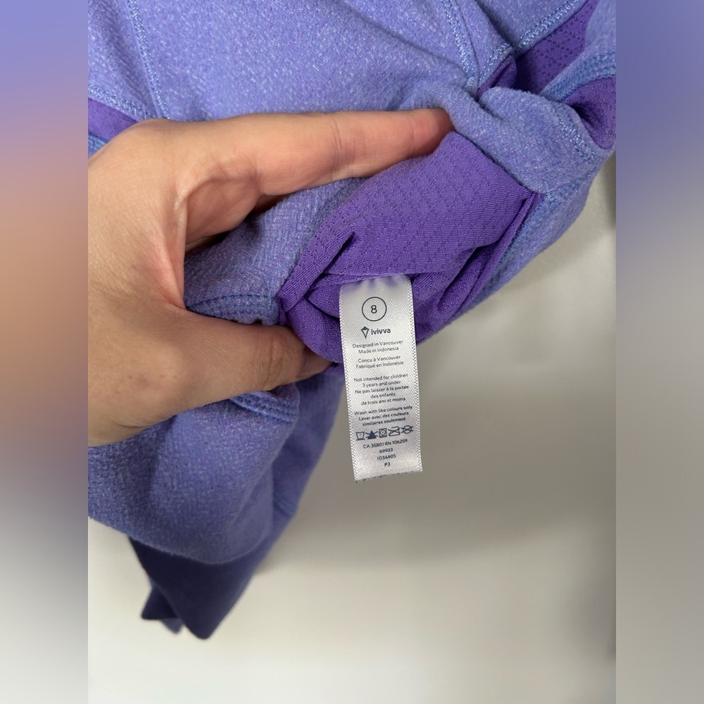 Ivivva Lululemon Glow and Go 1/2 Zip Pullover Size 8 Purple - Picture 8 of 8